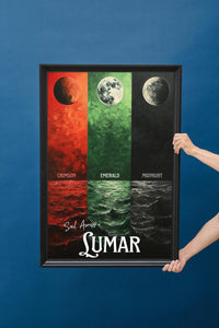 Lumar Travel Poster, The Emerald, Crimson, and Midnight Sea, Fantasy Fanart, Inspired by Brandon Sanderson's Tress, Cosmere, physical poster