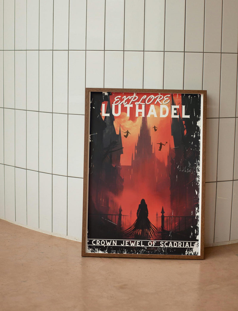 Luthadel Travel Poster, Scadrial, Brandon Sanderson's Mistborn book series, Cosmere, Digital poster