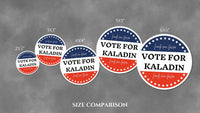 Vote For Kaladin Sticker, Political Campaign Decal, Women's Script, Laptop Sticker, Bumper Sticker, Geeky Gift, Round Stickers