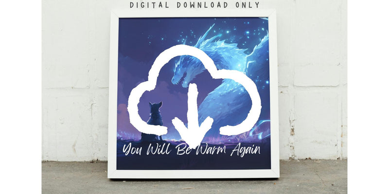 Dog and Dragon Printable Poster, You Will be Warm Again, Stormlight Archive Wall Art, Matte Print, Home Decor, Cosmere Art, Digital Download
