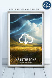 Hearthstone National Park Poster, Fantasy Wall Art Print, Magic Home Decor, Nature Landscape, Cosmere Outdoor Scenery, Digital Download